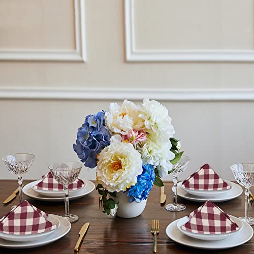 Buffalo Check Dinner Table Napkins, 4 Pack, Burgundy - 17