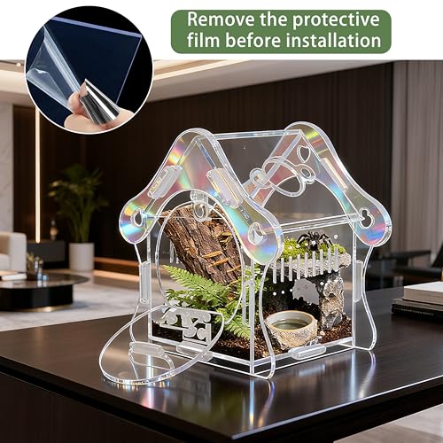 Image of Jumping Spider Enclosure Kit, Acrylic Habitat with Magnetic Door, 3.5 inch L x 3.5 inch W x 4.9 inch H, for Jumping Spiders, Tarantulas, Mantis, Beetles