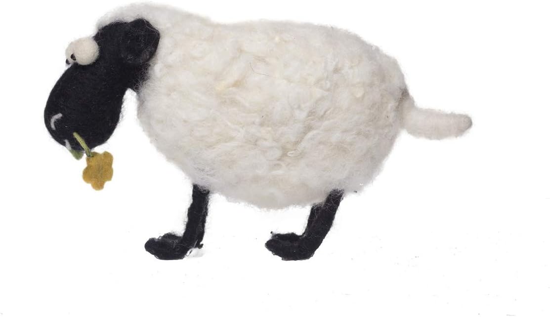 De Kulture Handmade Premium Wool Felt Valais Blacknose Sheep Eco Friendly Needle Felted Stuffed Easter Ornament Ideal for Home Office Party Decoration Holiday Décor,9x3x5 (LWH) Inches