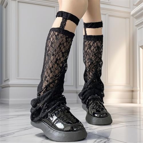 Rave Lace Leg Warmers Y2k Goth Flared Sheer Mesh Grunge Punk Emo Gothic Japanese Steampunk 80s3