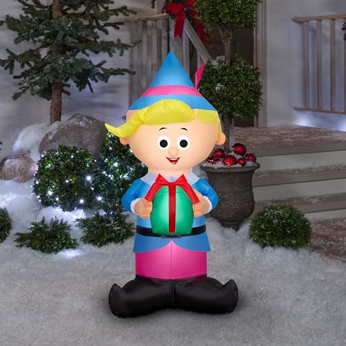 Gemmy 883161 4' Gemmy Airblown Inflatable Christmas Rudolph'S Hermey W/Present Yard Decoration 883161 thumb #1
