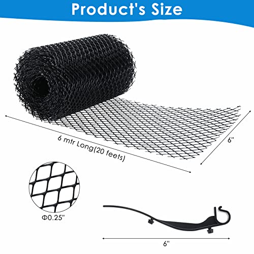 Werkweit Gutter Guard Mesh 2 Rolls Plastic Gutter Guard 6” Wide X 20Ft Long Gutter Leaf Guards With 30 Clip Fixing Hooks Gutter Protector Mesh Screen Prevent Gutter Drain Downspout Clogging #TOP1