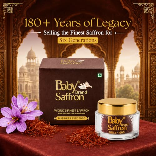 Image of Baby Brand Saffron Original Mongra Kesar /Keshar Premium Gift Box With Acrylic Jar | Handpicked, Grade 1 ISO 3632 Tested | Authentic Colour & Aroma | For Festive, Corporate Gifting | 1gm, Pack Of 1