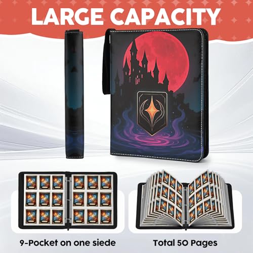 Image of 9 Pocket Card Binder for MTG /YGO /PTCG /Game Cards, Holds 720 Cards,Premium Card Collector Book for TCG Players,Toys Gifts for Kids-Magenta