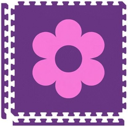 8' x 8' (16 pieces) Pink / Purple Flowers Economy Reversible SoftFloors Interlocking Comfortable EVA Foam Rubber