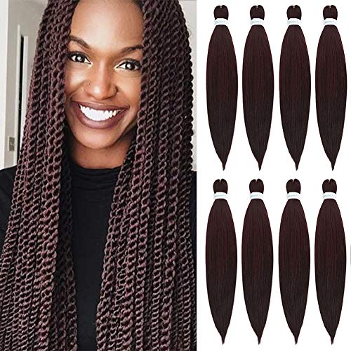 99J Braiding Hair Pre Stretched 8 Packs 26 Inch Itchy Free Hot Water Setting Yaki Professional Easy Braids Hair Synthetic Fiber Twist Crochet Braids Hair Extensions