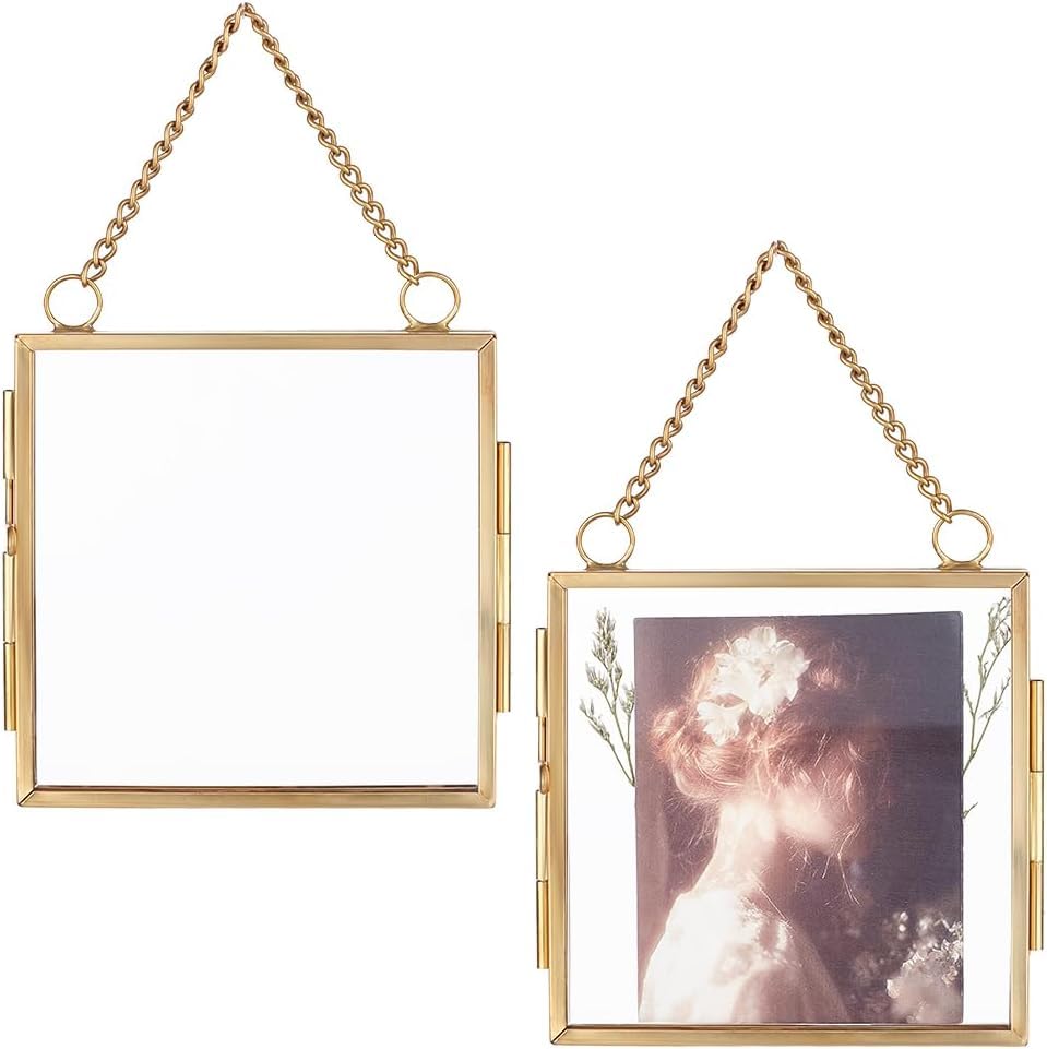 Cadre photo suspendre OLYCRAFT en verre et chaîne alliage lot de 2