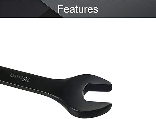 Miniatura 3 de Utoolmart Llave combinada de apertura de 0.591 in, llave de trinquete de 12 puntos, revestimiento de electroforesis negro Cr-V, longitud de 7.283 in