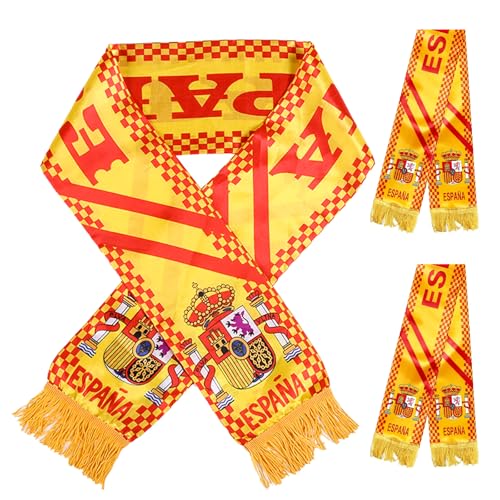 AURALIN Bufandas España 2 unidades poliéster rojo y amarillo Copa 2026