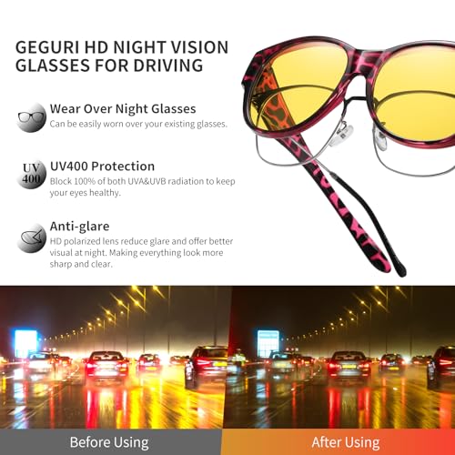 Image of GEGURI Polarized Sunglasses Fit Over Glasses for Men Women, Oversized Square Sun Glasses UV400 Protection Shades