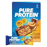 Pure Protein Bars - Nutritious, Gluten Free bar, made with Whey protein blend - low sugar snack. Deliciously satisfying. Made in Canada, Chocolate Peanut Butter (Pack of 6)