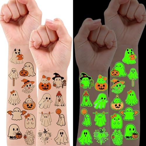 Ghost Tattoos 48 Pcs Glow in the Dark Halloween Temporary