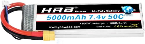 HRB 7.4V 5000mAh 50C XT60 Lipo Batería Compatible con RC Car RC Plane RC Truck RC Boat