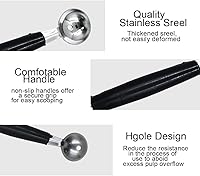 Vista 3 de 4 piezas de cuchara de bola de helado de fruta de doble extremo, bola de melón de acero inoxidable, bolas de melón redondas lisas para sandía