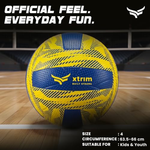 Image of Xtrim Volleyball, Size 4, for 12 Years & Above, Adults & Beginners, 18 Panel Design, Rubber Moulded Ball with Butyl Thread Wound Bladder, Water Resistant, Outdoor Sports Ball, Superb Air Retention