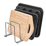 Ahorra espacio: ordene el espacio de tu armario con este estante de almacenamiento multiusos. Perfecto para bandejas de horno, tablas de cortar y picar, utensilios de cocina o incluso sartenes. En lugar de apilarlos en una pila inestable los colocan en posición vertical para facilitar el acceso.