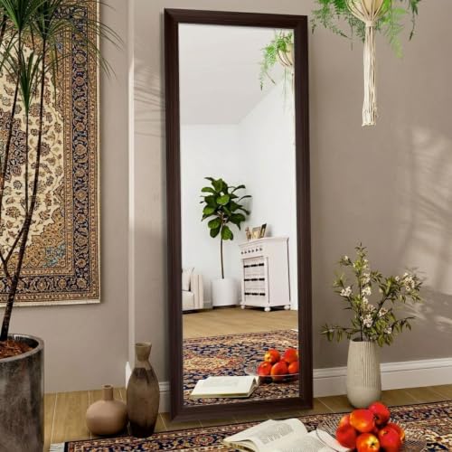 Image of Creative Arts n Frames 45X150 CM Full Length Dressing Chevel Long Strong Framed HD Mirror for Bedroom Living Room Home Office (Regular Chocolate 18x60 inch Full Length Framed Rectangle HD Mirror)