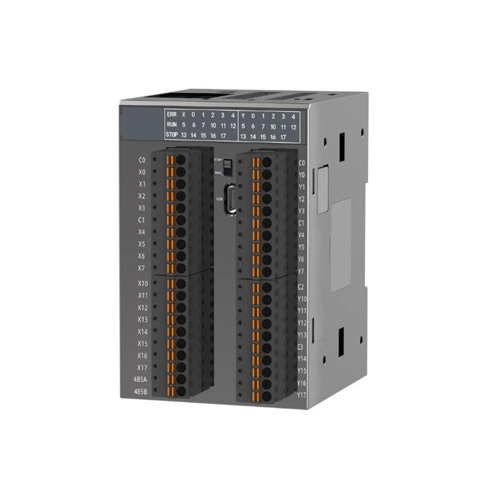 Contrôleur logique programmable 16 entrées/sorties, 16 sorties transistor, 2 ports RS485, 24 V CC, 4 sorties d'impulsions
