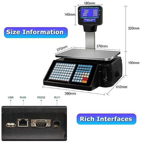 Báscula comercial digital con impresora y pantalla doble miniatura 4