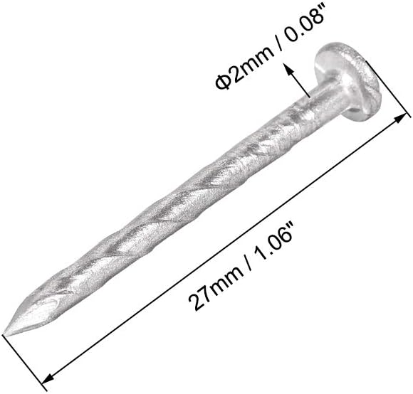 uxcell Spiral Deck Nails Stainless Steel Nail Spiral Shank 27mmx2mm(LxD), 100 Pcs