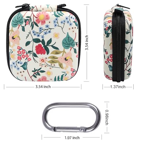 Bavane Earbud Case,Headphone Organizer Earbud Storage Bag, Hard EVA Shockproof Cover Carrying Case with Carabiner Clip Compatible with AirPods 4 Pro 2nd /3/2/1 Bose Galaxy Buds (Flower)