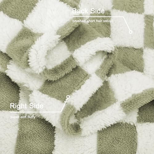 Image of HOMRITAR Mustard Green Checkered Baby Blanket for Boys Girls Fluffy Fleece | Soft Plush Warmer Receiving Blanket for Infant Toddler Shower Gift Nursery Crib Bed Stroller All Season 30 x 40 Inch