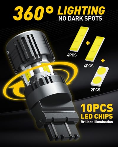 Image of AUXITO CANBUS 3156 3157 LED Bulbs White 4000LM Super Bright 3056 3457 4057 4157 with Built-in Resistor for Reverse Backup Parking Daytime Running Turn Signal Lights, Pack of 2