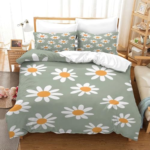 Housse de couette motif marguerite 3D toucher super doux 140x200
