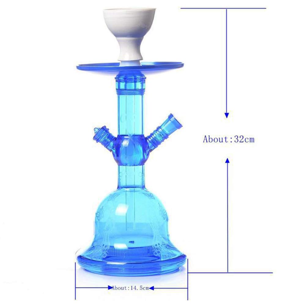 Shisha Narghilè con 1 Tubo, Shisha Classico in Acrilico con Vaso in Vetro, Pipa ad Acqua araba, Sheesha in Stile Cafe, Adatto per Feste, Bar, Discoteche, Regali,Blu