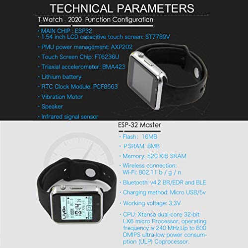 Image of youyeetoo LILYGO Esp32 Watch Development Board with 1.54 Inch Touch Display and programmable