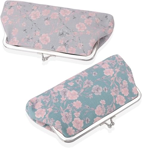 Miniatura 3 de iSuperb 2 unids Floral Monedero Vintage Bolsa Kiss-Lock Cambio Monedero Lindo Hebilla Billeteras Teléfono Celular Bolsa de Cierre de Cierre Bolsa