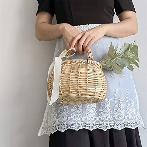 Vanoker Embroidered Fashion Waist Aprons Home Kitchen Restaurant Photo Props Florist Shop White Lace Half Apron (White) #TOP1