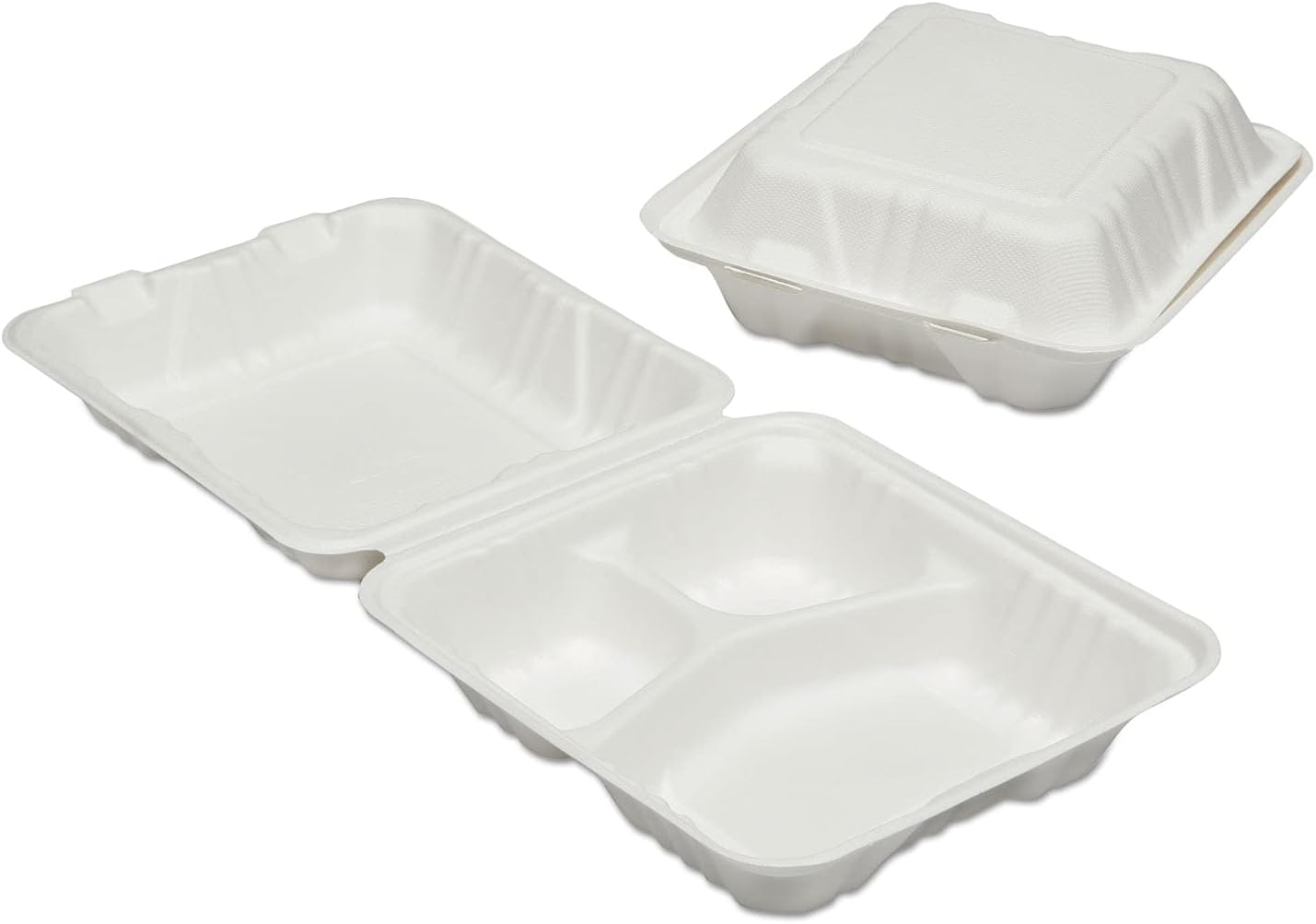 7350016646909, Skilcraft, Clamshell Hinged Lid Togo Food Containers, 8 X 8 X 3, White, 200/Box