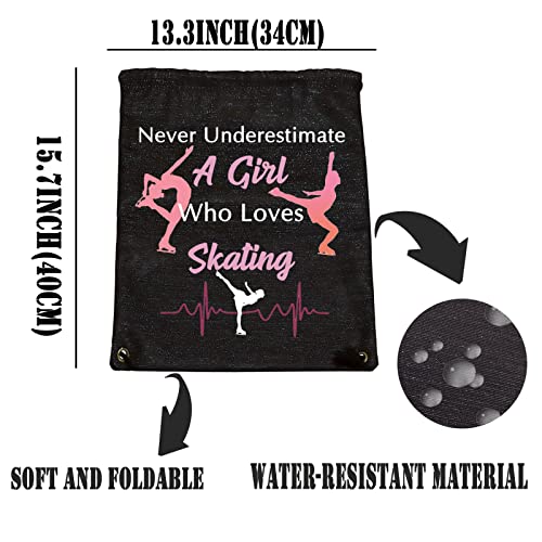 PXTIDY Ice Skate Drawstring Bag, Blue, 13.3" x 15.7", Urban Style, Waterproof, Polyester, Unisex, Perfect for Ice Skating, Travel, Gym, Sports, Competition Gifts2