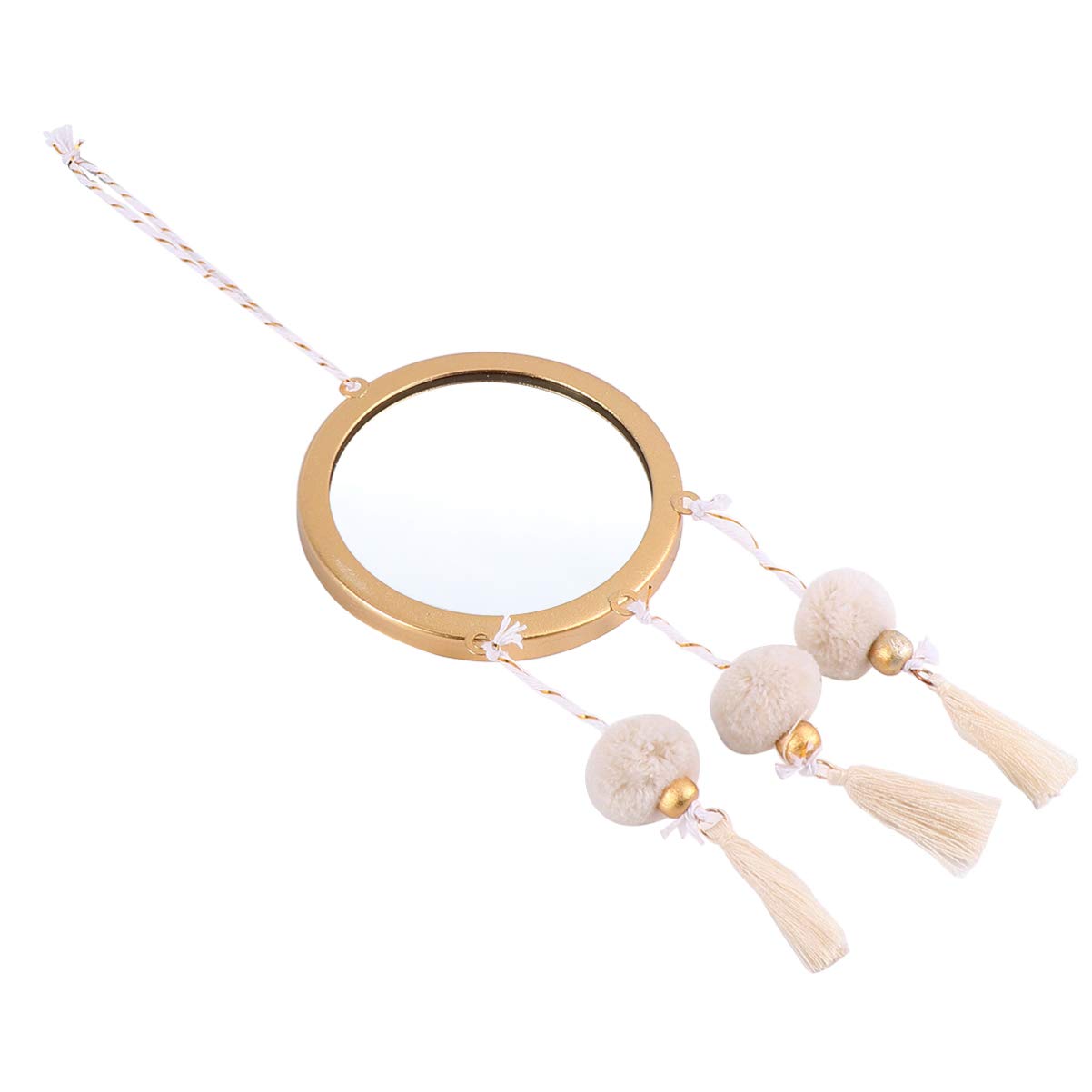 1pc Round Wall Hanging Mirror Tassel Decor Scandinavian Style Decorative Mirror for Bedroom Bathroom Living Room High Definition