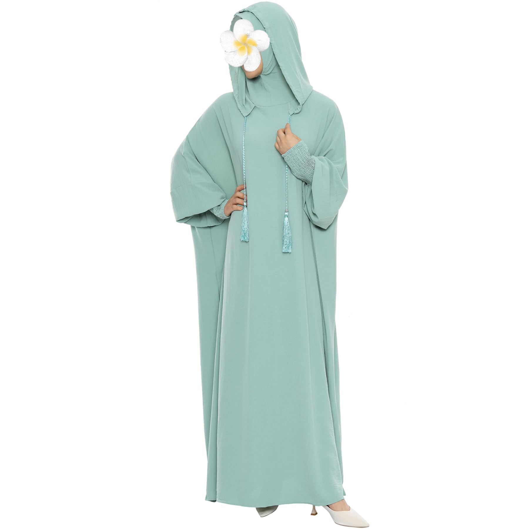 khalat Muslim Prayer Dress Abaya Solid One-Piece Hoodie Abaya Dress for Women Long Maxi Dress Islamic Dubai Jilbab