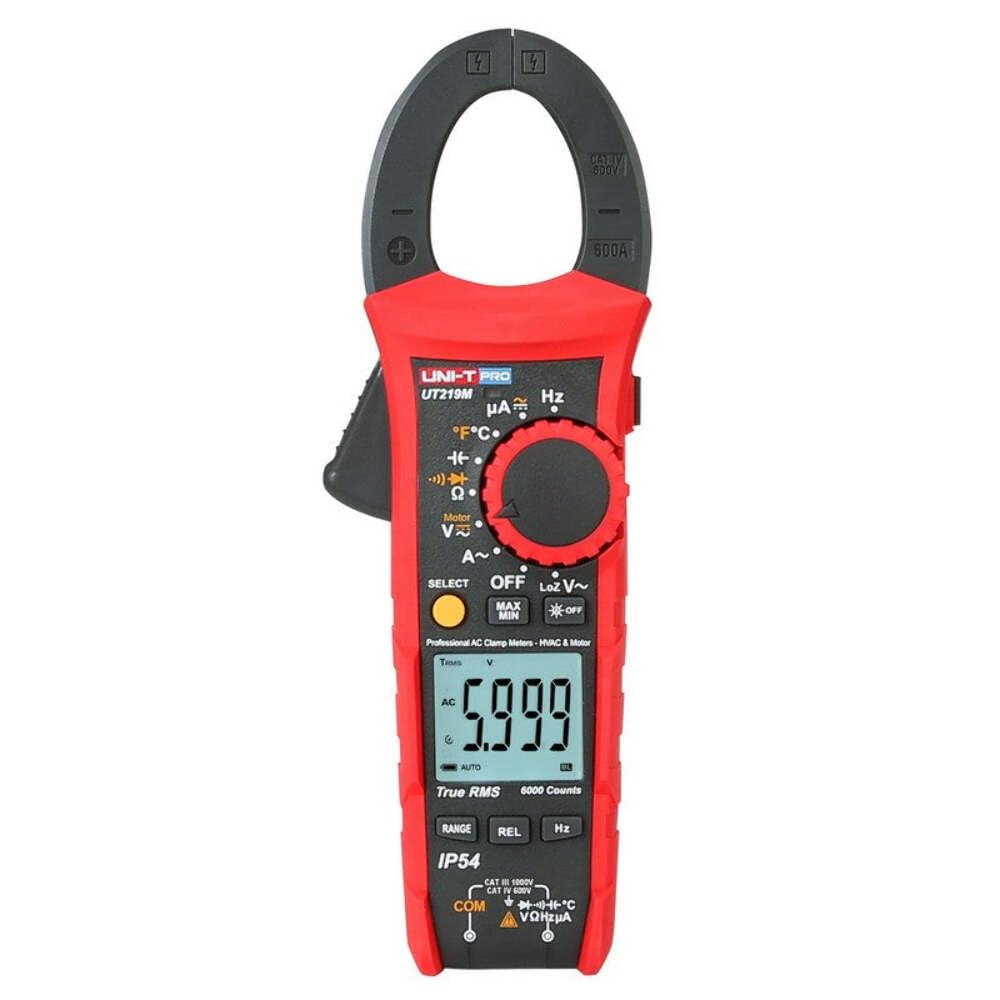 UNI-T UT219M Serie UT219 Professional Abrazadera Metro con IP65, 600A AC, 600 V AC/DC, 10Hz-10MHz, -40°C-1000° C/-40°F-1832° F