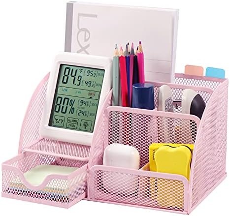 Desk Organizer Desk Accessories Multi-Functional Mesh Desk Organizers 6 Compartments+ 1Drawe for Home&School Office Supplies Accessories (Pink) Desk Organizer Desk Accessories Multi-Functional Mesh Desk Organizers 6 Compartments+ 1Drawe for Home&School Office Supplies Accessories (Pink)