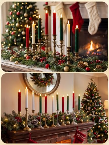 Image of Treela 24 Pcs Flameless LED Taper Candles,Flocking,8 Inch,Multicolor