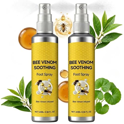2 Pack Bee Venom Foot Soothing Spray for Intensive Foot Recovery Natural Foot Mist for Tired Aching Feet & Swollen Ankles Deeply Moisturizing Care for Dry Cracked Heels Fast-Absorbing Skin Repair