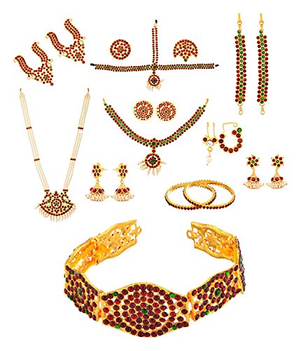 Multicolor Brass Classical Dance Jewellery Set For Women (Pack Of...