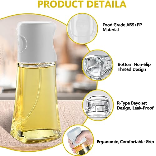 Oil Sprayer,220ml Glass Olive Oil Spray Bottle for Cooking Air Fryer Oil Dispenser Oil Sprayer Mister with Sticker,Kitchen Gadgets Accessories for Salad Baking Vinegar Grilling - Image 4