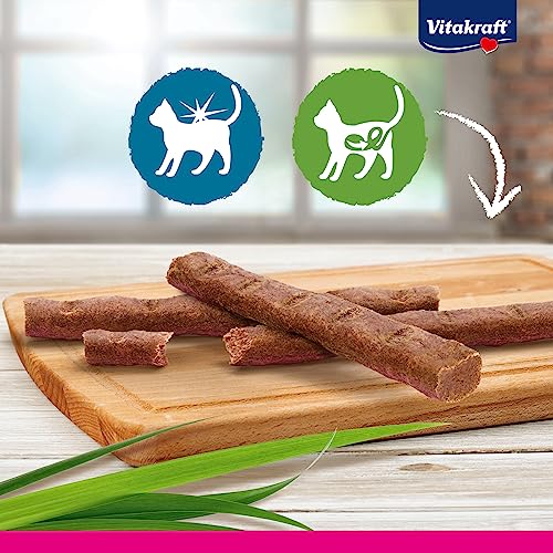 Vitakraft Cat Stick Healthy, Katzensnack, fleischige Mini-Sticks, mit Huhn und Katzengras, zur Unterstützung der Verdauung, in Vorratsgröße, ohne Zusatz von Zucker (20x 3 Stück)