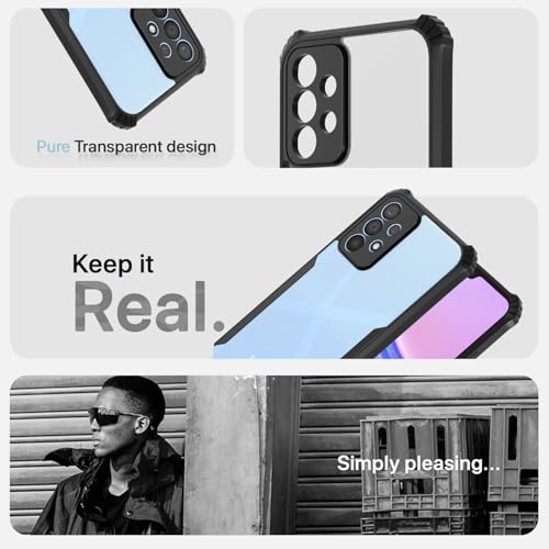 Image of Pikkme Back Cover for Samsung Galaxy A23 4G / A23 5G | Ultra Hyrbid | Full Camera Protection | Raised Edge |Crystal Clear Transparent Bumper Case (Black)