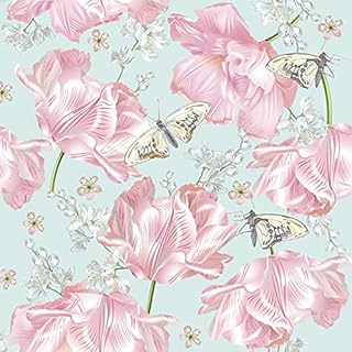 DAISY 3-Ply Spring Flowers Tissue Paper Napkins Serviettes for Decoupage Lunch 33cm x 33cm - Pack of 20 (Drawn Roses with Butterflies)