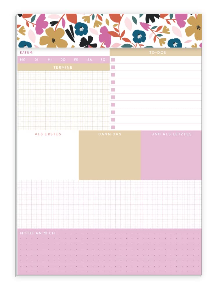 Grafik-Werkstatt Day to Do Pad with Gold Finish, pink