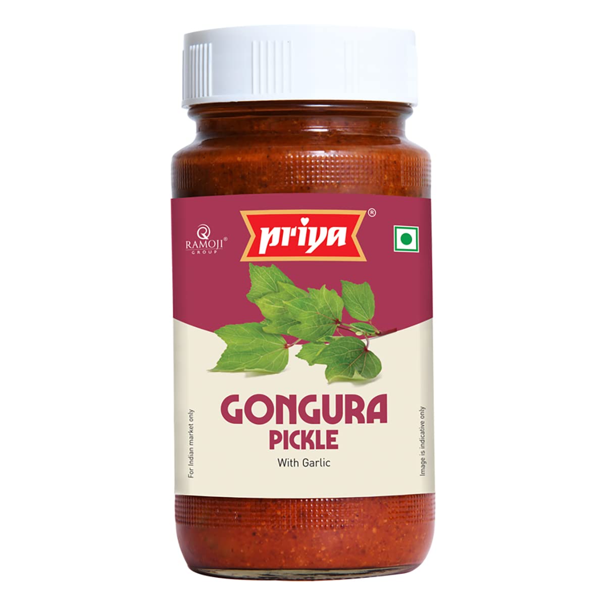 Gongura Pickle with Garlic, 300g I Authentic Telugu Style Achar |Traditional South Indian Taste| Homemade Andhra Pickles| Tangy and Spicy|With Tamarind Paste, Gongura Leaves & Mixed Spices| Glass Jar