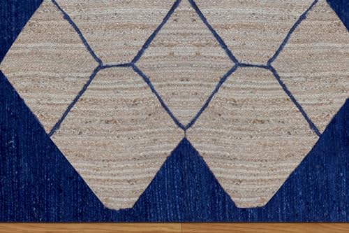 Tapis tissé à la main de prestige kilim beige et bleu - 7