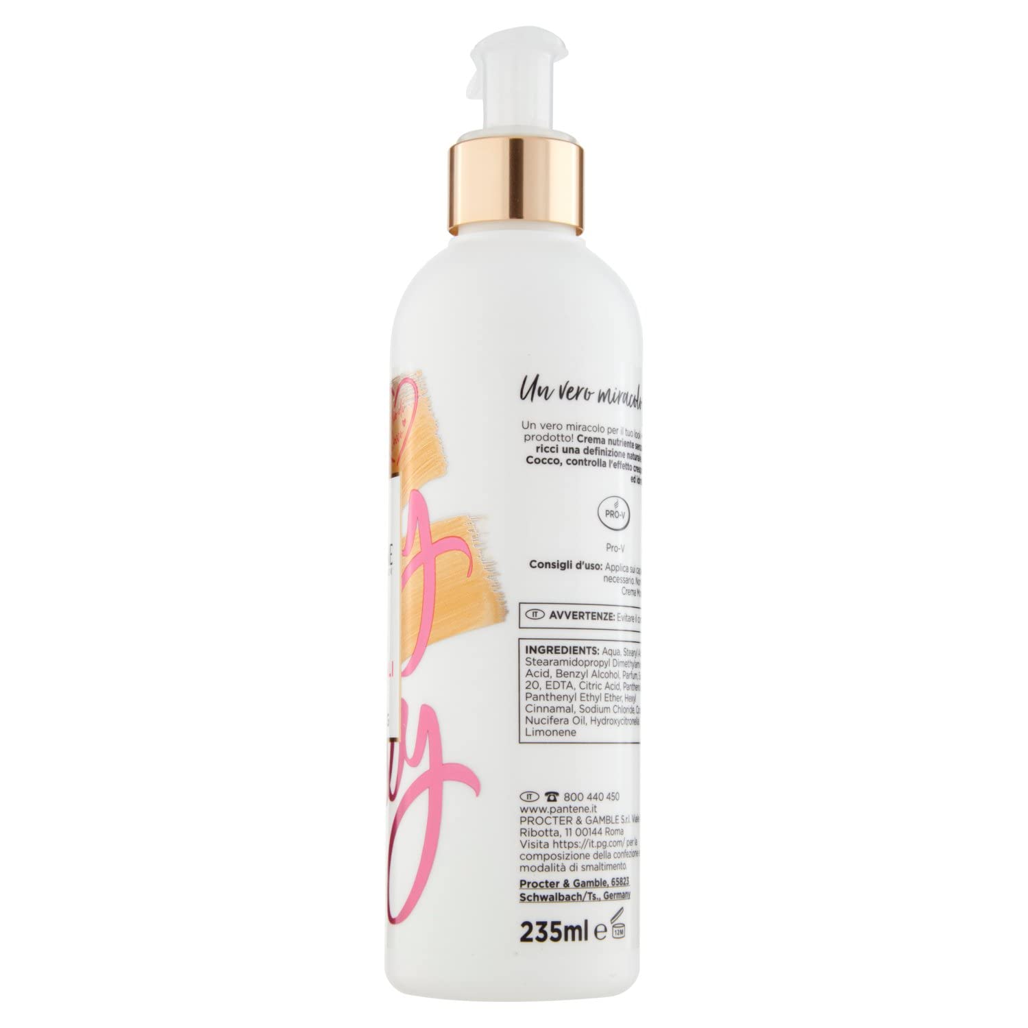 Pantene Pro-V Krem do stylizacji + naturalny termoprotektor kręcony, bez spłukiwania, odżywczy, z olejem kokosowym, do kontroli wzrostu i miękkich, nawilżonych loków, 235 ml