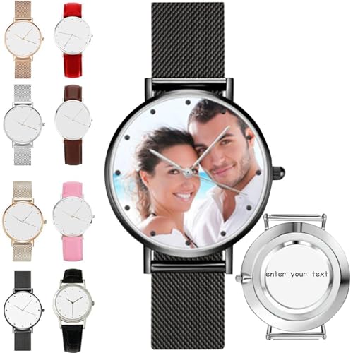 Montre photo personnalisée, cadeau avec texte personnalisé, cadeau unique pour la Saint-Valentin,...